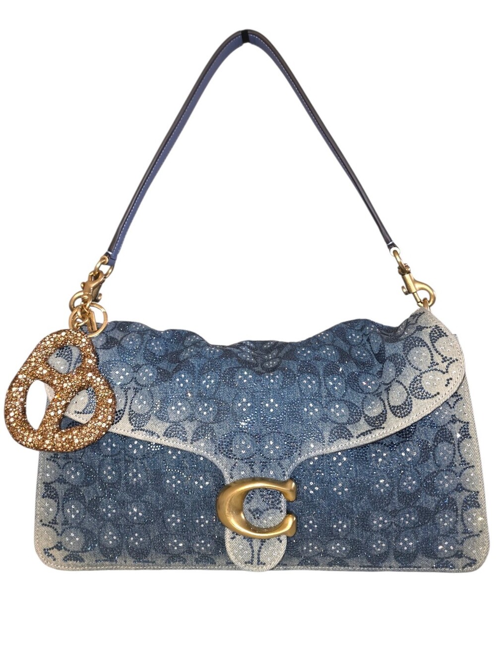 COACH Tabby 36 Crystal Signature Jacquard Denim Shoulder Bag CEN55 NWT